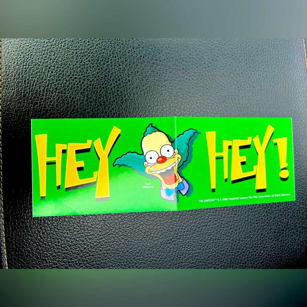 HEY HEY Krusty The Simpsons Retro Animated Tv Show 2016 DeadStock Bumper Sticker
